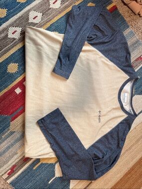 Columbia Cream Body Navy Raglan Long Sleeve Shirt